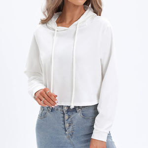 Sudadera Corta de Manga Larga para Mujer, Transpirable, de Felpa de Poliéster y Algodón, Personalizada, Lisa, Estilo Crop Top 2026 - Product Image 4