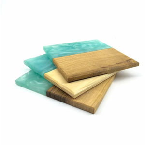 Handmade Square Turquoise Blue Epoxy Resin And Acacia Wood <b>Drink</b> <b>Coaster</b> Set Eco-Friendly Modern Home Table Decor Mats & Pads - Product Image 1