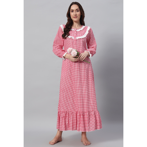 Camisón Elegante de Algodón con Estampado Floral Victoriano para Mujer - Temporada Primavera/Otoño/Verano - Product Image 1