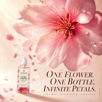 Savon liquide pour le corps OEM Sakura Cherry Blossom avec pétales réels visibles, 50%-80% d'ingrédients actifs, pour tous types de peau, vente en gros, 500ml, marque privée