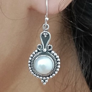 Pendientes colgantes de plata 925, joyería hecha a mano de plata 925, pendientes de plata de ley sólida 925, pendientes de sello - Product Image 3