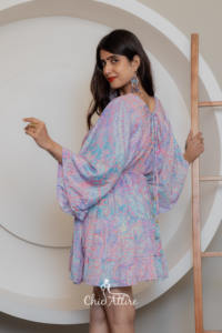 Mini vestido bohemio de verano con mangas cortas jersey de color arcoíris viscosa para Club y ropa de playa vestido de vacaciones - Product Image 6