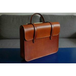 100% Genuine Cow Buffalo Leather <b>Laptop</b> <b>Handbags</b> Polished Brown Multifunction Modern Korean Highly Durable Waterproof for - Product Image 3