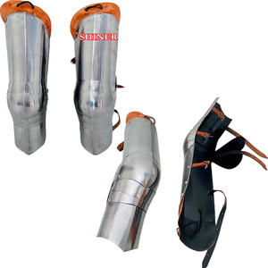Jambières de jambe en acier médiéval faites à la main entièrement fonctionnel protège-jambes armure argent polonais Protection protège-jambes pour Halloween - Product Image 4