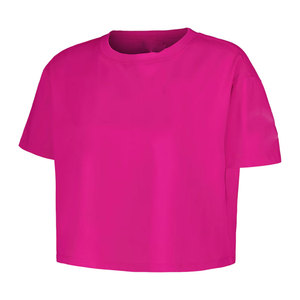 Top corto ajustado de secado rápido para mujer, Manga corta ajustada, cómodo algodón, mezcla de nailon y licra, diseño de verano transpirable - Product Image 5