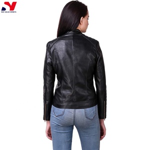 Venta al por mayor caliente de encargo de las mujeres chaquetas de cuero de alta calidad chaqueta de las mujeres de cuero genuino marrón chaquetas con estilo de bajo costo - Product Image 3