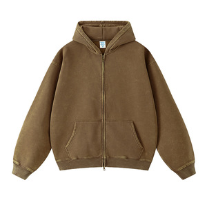 Sudaderas Unisex con Cierre, de Alta Calidad, para Hombre, Talla Grande, al por Mayor, Personalizadas, Lavado Ácido, Bordadas, Tela Gruesa de 360g, con Bolsillo - Product Image 2