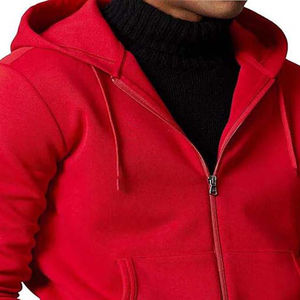 Fermeture éclair couleur rouge à manches longues 100% coton Streetwear sweats à capuche respirant vêtements pour hommes sweat à capuche sweats du Pakistan - Product Image 6