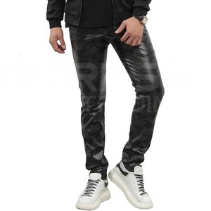 Vente en gros Pantalon droit en cuir rayé incurvé décontracté pour hommes léger imprimé de logo personnalisé - Product Image 1