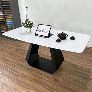 BA68116 Rectangular <b>Dining</b> <b>Table</b> Set 140/160x80 with Sintered Stone Top and Wooden Iron Legs for Hotels - Product Image 5