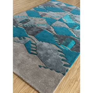 Linear Blue <b>Hand</b> <b>Tufted</b> Wool & Viscose <b>Rug</b> Abstract Pattern for Home Use-Tnq-4824 - Product Image 2