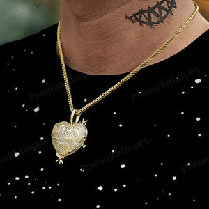 Latest Designer Custom Heart Shape Moissanite <b>Pendant</b> for <b>Men</b> High Quality 925 Sterling Silver Claw Setting Wholesale Parties - Product Image 2