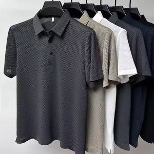 Camiseta Polo de Seda de Hielo para Hombre, Personalizada por el Fabricante, de Secado Rápido, con Cuello Jacquard de Bambú, Manga Corta, Informal, Talla Grande - Product Image 1
