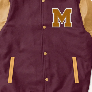 M Logo Casual Marron Design Varsity Vestes Avec Couleur Personnalisée Logo Manches En Cuir Letterman Warm Varsity Jacket Pour Unisexe - Product Image 4