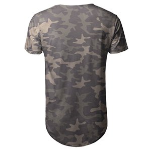 T-shirt en coton 100% écologique à ourlet incurvé avec logo personnalisé Hip Hop, design longline à bas arrondi pour homme, épaules tombantes - Product Image 2
