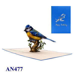 Meilleures ventes Carte pop-up 3D Oiseau bleu Design personnalisé Artisanat animal Décoration de la maison Mariages Fête des mères Artisanat en papier fait main - Product Image 5
