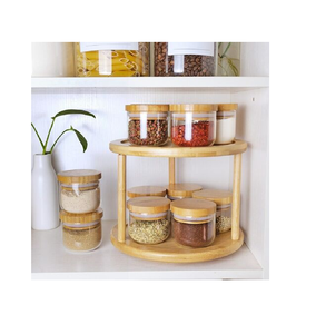 Wood Spice Jar Rack <b>Shelf</b> Display Natural Countertop Display Stand Round Display <b>Shelf</b> Organizer Spice Rack - Product Image 5