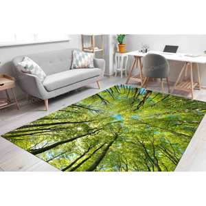 Tapis imprimé paysage de branche d'arbre vert pour la décoration de salon de luxe, tapis en chenille - Product Image 4
