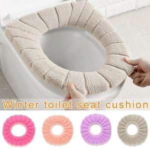 Washable Eco-Friendly High-quality Cotton Linter Toilet <b>Seat</b> Warmer Soft Cloth Pad <b>Cushion</b> Custom Made Colored Two-piece Design - Product Image 2
