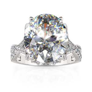 Bague de fiançailles Jeulia Leaf Twist ovale en moissanite, argent sterling plaqué rhodium - Product Image 2