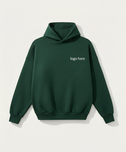 Unisex Oversized Dark <b>Green</b> <b>Hoodie</b> - Plain Bulk Pullover Sweatshirt for Custom Branding - Product Image 5