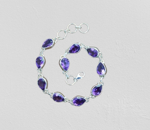 Pulsera giratoria de Plata de Ley 925 con piedras preciosas de amatista natural, joyería sólida para ocasiones de regalo - Product Image 1