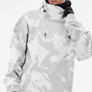 Hoodie de ski et snowboard grande taille sans coutures avec poches, personnalisable, pour l'extérieur, noir, blanc, décontracté - Product Image 3