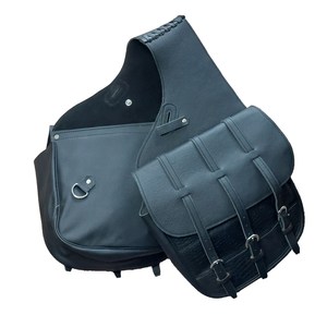 Sac de selle en cuir véritable sculpté à la main pour utilisation équestre, moto ou western, avec accessoires en acier inoxydable personnalisés - Product Image 1