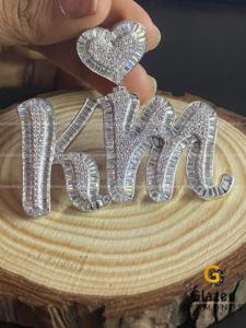 Colgante personalizado de Plata de Ley 925 para hombre, Baguette brillante, diamantes cultivados en laboratorio, nueva carta helada contemporánea, fiestas de HipHop - Product Image 2