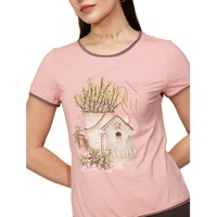 Camiseta de Algodón Comprimido Estampada de Alta Calidad para Mujer, Personalizable con su Propio Nombre de Marca, Moderna, Transpirable y Anti-Pilling