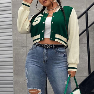 2026 New Fashion Long <b>Sleeve</b> Crop Top Baseball Varsity <b>Jacket</b> Custom Logo Eco-Friendly Windproof Breathable Winter <b>Jacket</b> Women - Product Image 5