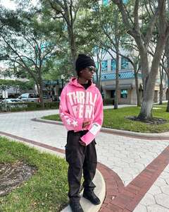 เสื้อมีฮู้ดผ้าคอตตอนแบบสตรีทแวร์ทรงหลวม - Product Image 1