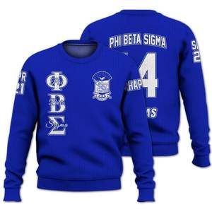 Suéter de punto acrílico Phi Beta Sigma 1914, letras griegas de chenilla, fraternidad, Azul, Blanco, Sigma Beta, suéter, ropa - Product Image 1