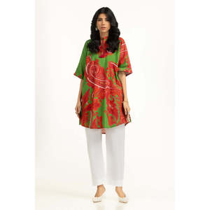 Chemise en popeline imprimée à motif croisé bohème avec col mandarin pour le printemps/été - IPS-55236 - Product Image 5