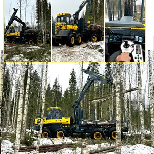 Forestry Skidder Crane Forwarder Machine Wheeled Harvester Transports Raw Timber Logs Harvesters Head Forest Logging Machines