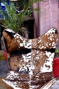 Vintage Retro Leather Butterfly <b>Chair</b> Genuine Goat Hair Metal Occasional Lounge for Living Room Bedroom Leisure for Outdoor Use - Product Image 5