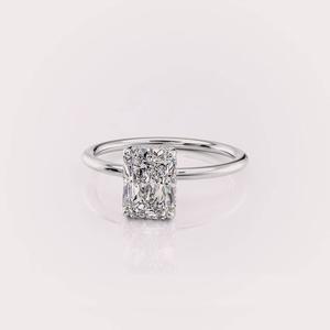 Radiant Cut Lab Grown <b>Diamond</b> Engagement Ring Hidden Halo | IGI Certified Rhodium Plated 14K White/Rose/Yellow Gold Custom - Product Image 6