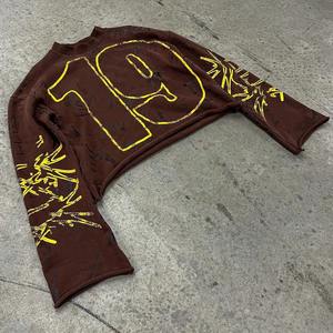 Custom 100% Cotton Worsted <b>Long</b> Sleeve Men's <b>T</b>-<b>Shirt</b> Embroidery Heat Transfer Screen Printed Design-High Street Style Boxy <b>Fit</b> - Product Image 5