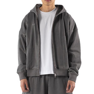 OEM algodón hombres gimnasio sudaderas con capucha pulóver cara completa cremallera impresión personalizada al por mayor en blanco cremallera completa Sudadera con capucha para el invierno - Product Image 1