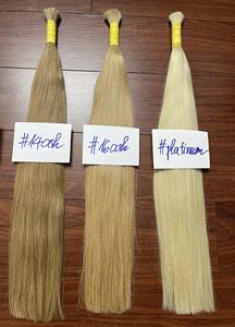 Extensions de cheveux vierges vietnamiens de couleur blonde en vrac, prix de gros, 100% cheveux humains, qualité supérieure, style lisse, 100g - Product Image 3