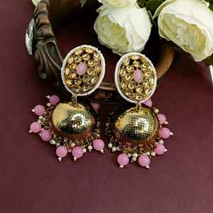 Indian Wholesale Jewelry Antique Designer Floral Wedding Dangle Jhumak <b>Earring</b> Set Kundan Bridal Indian Jewelry Set <b>For</b> <b>Women</b> - Product Image 2