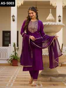 Dernières femmes portent prêt à porter Salwar Kameez costume avec Chinon Dupatta Heavy Sequence Codding broderie travail Salwar Suit - Product Image 6