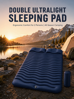 Matelas de camping gonflable double, 7 cm d'épaisseur, avec pompe à pied intégrée, oreiller, imperméable, pliable, léger, pour tente