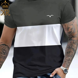 Diseño impreso manga corta hombres 2025 nuevo verano puro algodón suelto pesado manga corta Camiseta - Product Image 3