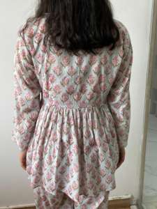 Kurta droit à fleurs imprimées pour femmes avec pantalon pur coton Palazzo ensemble tissé technique de tricot brodé décoration Vintage - Product Image 2