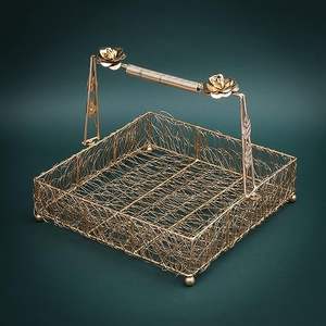 Panier à linge en métal de luxe pour hôtel, panier à linge sale pour salle de bain en métal enduit de poudre et fer avec poignée - Product Image 6