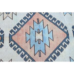 Alfombra Turca Vintage, Alfombra de Lana Persa Azul y Blanca de 4.2x6.3 pies - Product Image 5