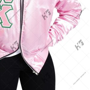 Chaqueta Bomber de Satén Rosa Impermeable y Cortavientos para Primavera, Unisex, para Hermandades y Fraternidades Personalizadas - Product Image 5