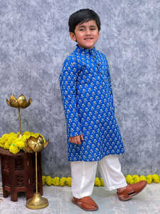 Pyjama Kurta en coton uni de haute qualité pour enfants | Tenue traditionnelle en tissu respirant pour les fonctions | Indian Factory - Product Image 6