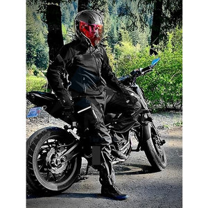 Veste de moto double sport pour homme, veste de moto respirante et protectrice pour la conduite d'aventure avec armure de sécurité noire - Product Image 3